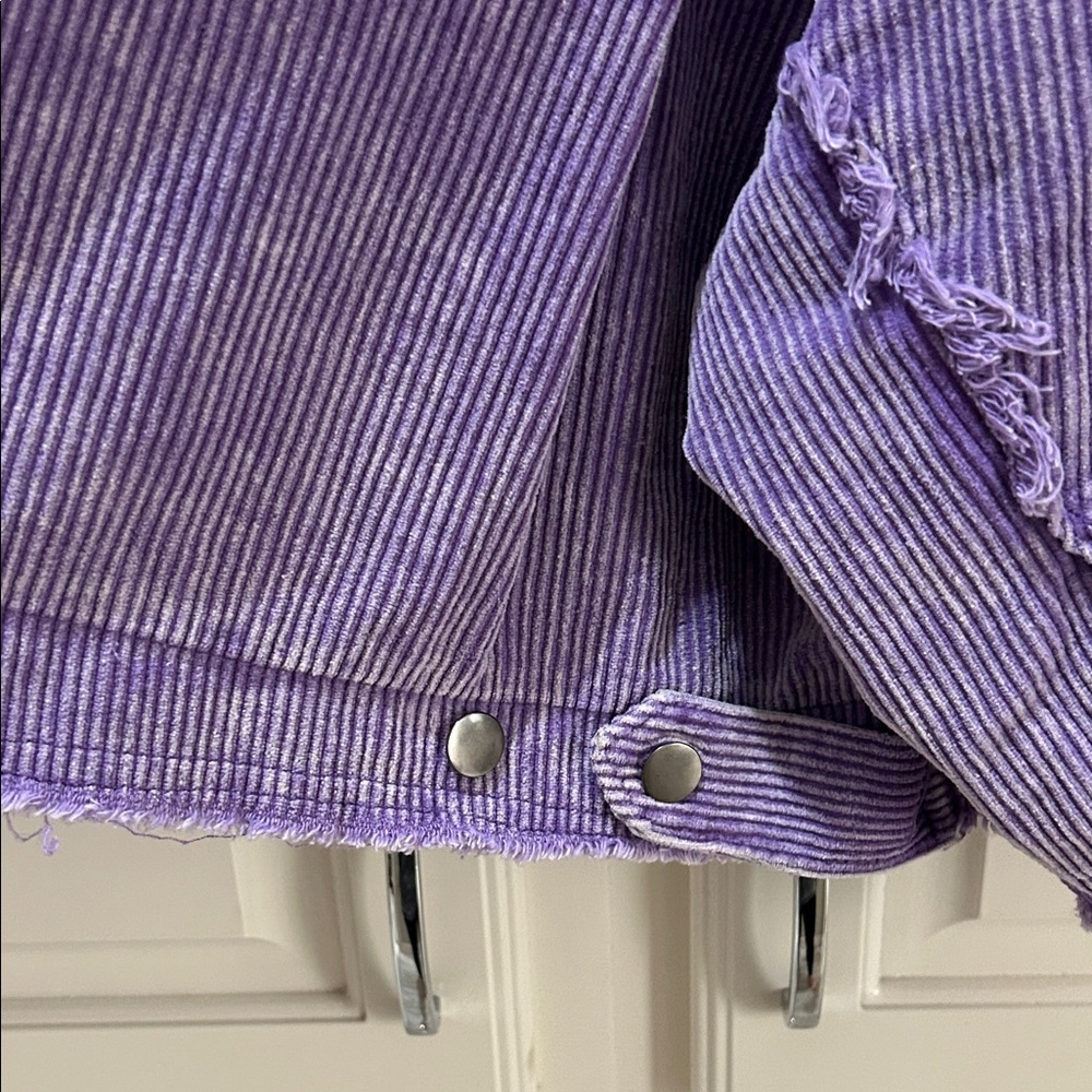 POL Lavender Corduroy Cropped distressed freyed hems Jacket small - Picture 10 of 10